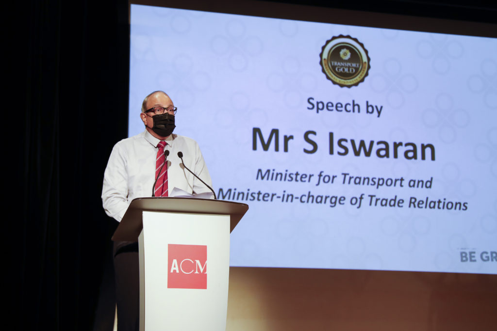 Mr S Iswaran giving his speech